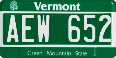 VT license plate AEW652