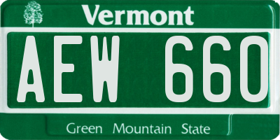 VT license plate AEW660