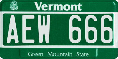 VT license plate AEW666