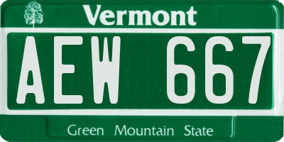 VT license plate AEW667