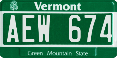 VT license plate AEW674