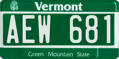 VT license plate AEW681