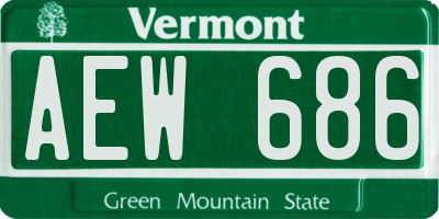 VT license plate AEW686