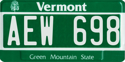 VT license plate AEW698