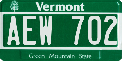 VT license plate AEW702