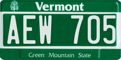 VT license plate AEW705