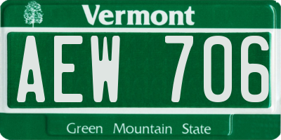 VT license plate AEW706