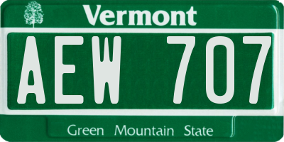 VT license plate AEW707