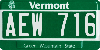 VT license plate AEW716