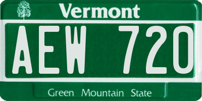 VT license plate AEW720