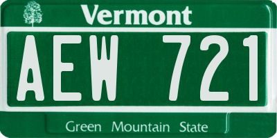 VT license plate AEW721