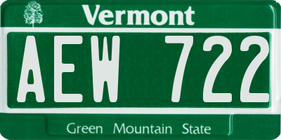 VT license plate AEW722