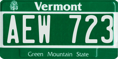 VT license plate AEW723