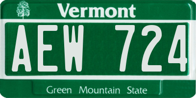 VT license plate AEW724