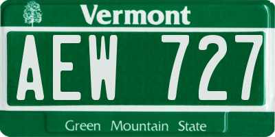VT license plate AEW727