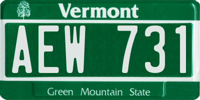 VT license plate AEW731