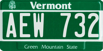 VT license plate AEW732