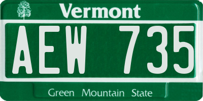 VT license plate AEW735
