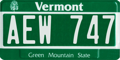 VT license plate AEW747