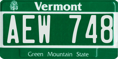 VT license plate AEW748