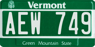 VT license plate AEW749