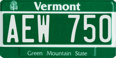 VT license plate AEW750