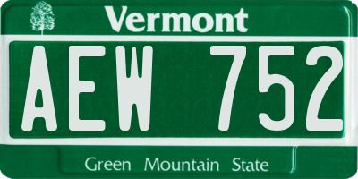 VT license plate AEW752