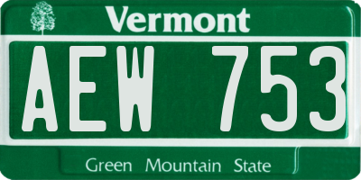 VT license plate AEW753