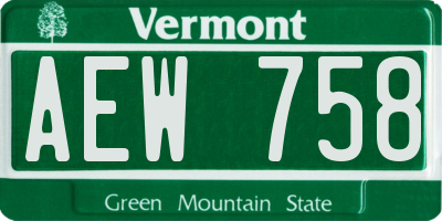 VT license plate AEW758