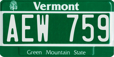 VT license plate AEW759