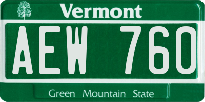 VT license plate AEW760
