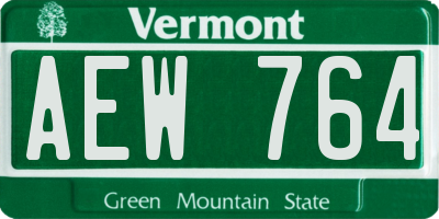 VT license plate AEW764