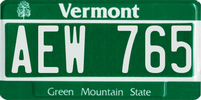 VT license plate AEW765