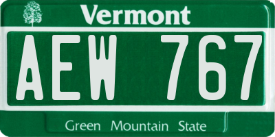 VT license plate AEW767