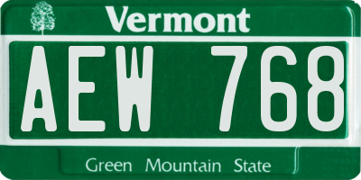 VT license plate AEW768