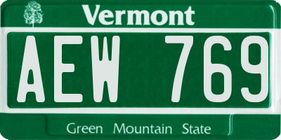 VT license plate AEW769