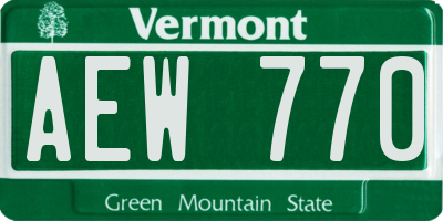 VT license plate AEW770