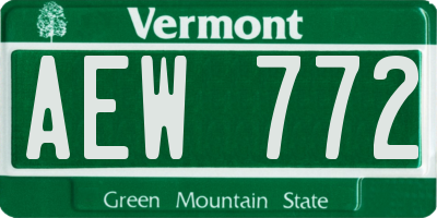 VT license plate AEW772