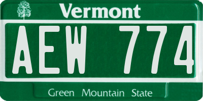 VT license plate AEW774