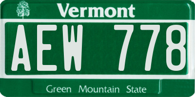 VT license plate AEW778