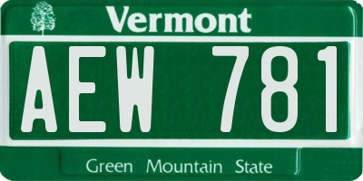 VT license plate AEW781