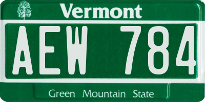 VT license plate AEW784