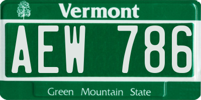 VT license plate AEW786