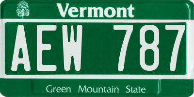VT license plate AEW787