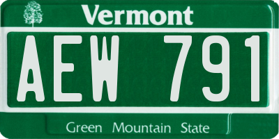 VT license plate AEW791