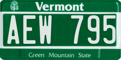 VT license plate AEW795