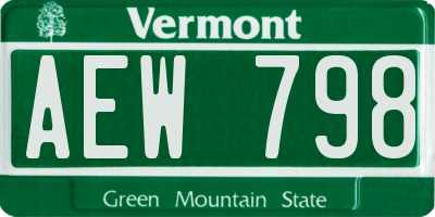 VT license plate AEW798