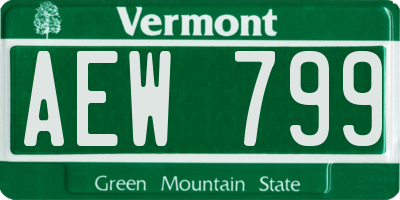 VT license plate AEW799