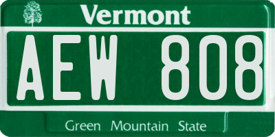 VT license plate AEW808