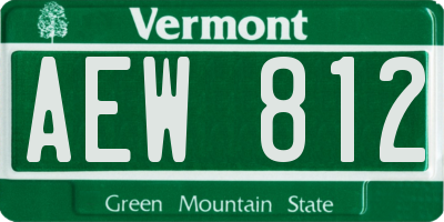 VT license plate AEW812